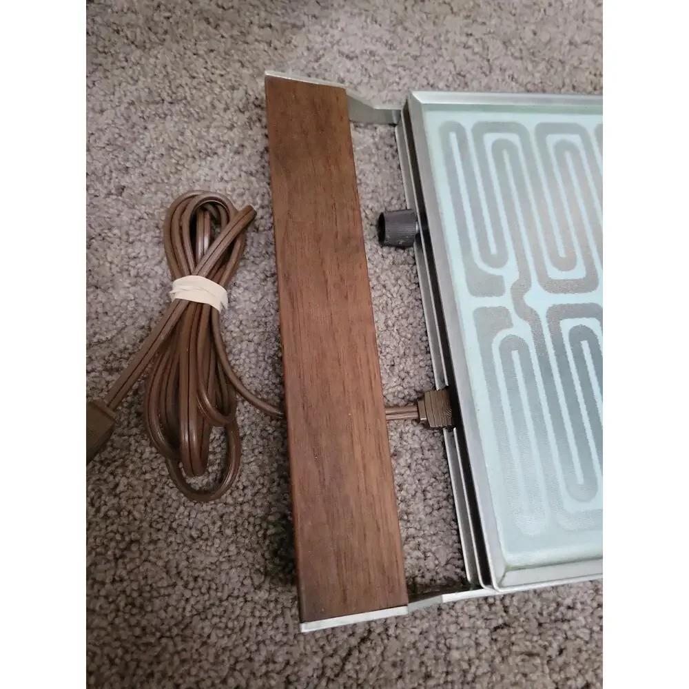 VTG Sears Electric Food Warmer Wood Handles Hot Plate Warming Tray